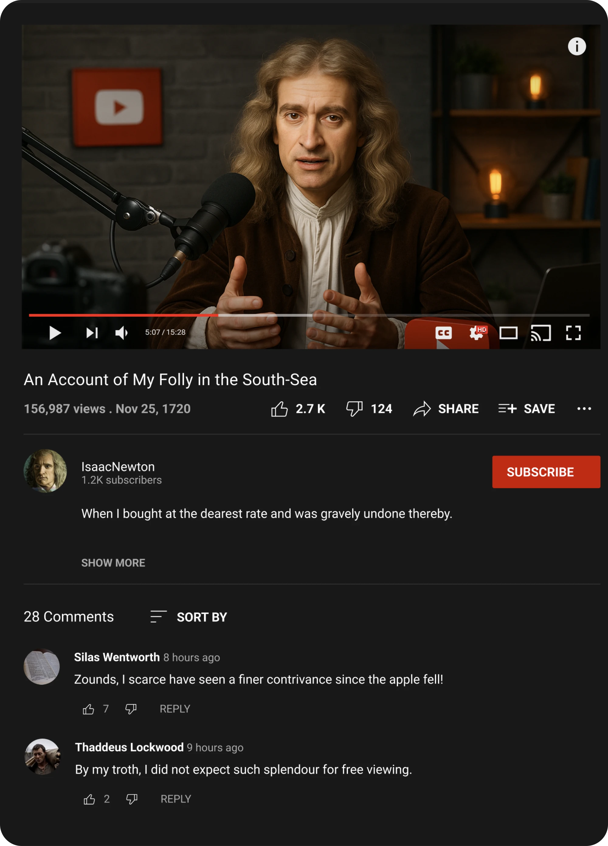 Isaac Newton video discussion